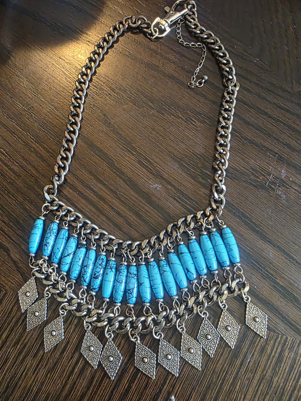Turquoise Bead Fringe Statement Necklace - Women's Jewelry